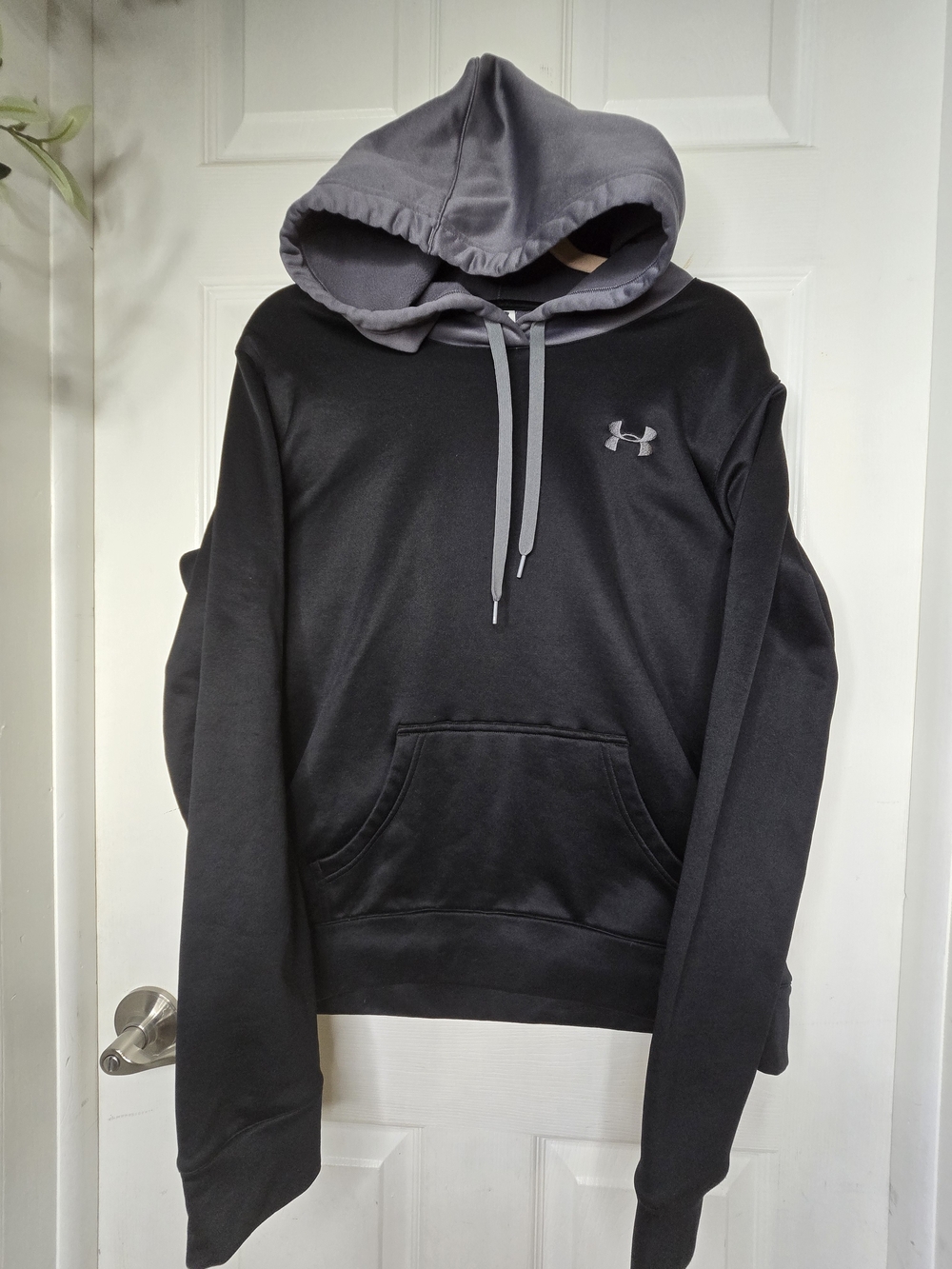 Under Armour Armour Fleece Colorblock Hoodie Black Gray Size Medium